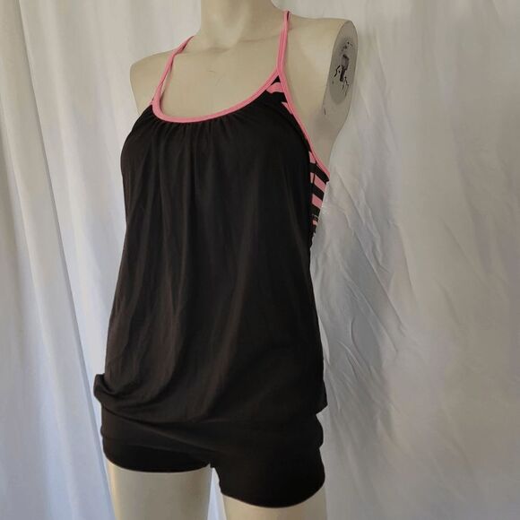 lululemon black pink layered tank top size 6 - Picture 6 of 7